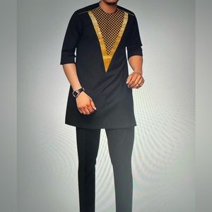 Traditional African Dashiki Men Zip shoulder pant set